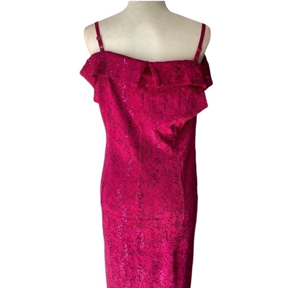 Candalite Women's Plus Size Pink Sequin Formal Bridal Party Prom Dress Maxi, XL - Picture 4 of 11